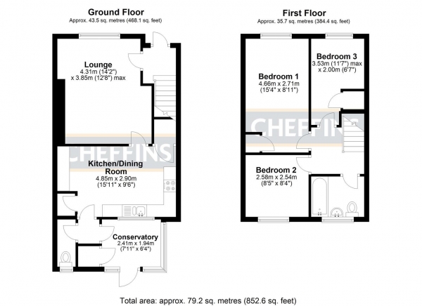 Floor Plan Image for 3 Bedroom Terraced House for Sale in Orchard Estate, Little Downham, Ely