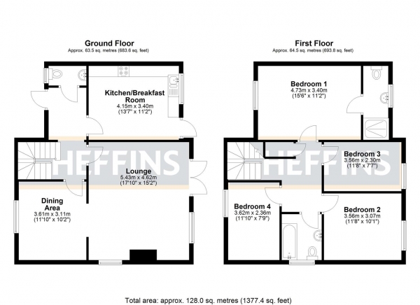 Floor Plan Image for 4 Bedroom Semi-Detached House for Sale in Darwin Close, Ely