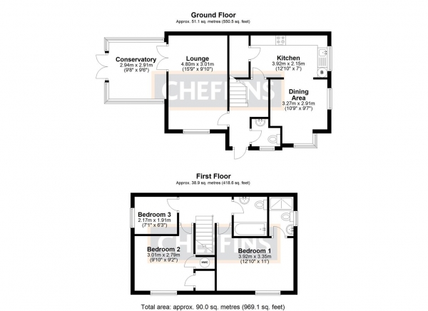 Floor Plan for 3 Bedroom Semi-Detached House for Sale in Lapwing Way, Soham, Cambridgeshire, CB7, 5GE - Guide Price &pound290,000