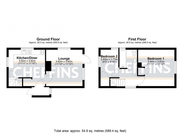 Floor Plan Image for 2 Bedroom Cottage for Sale in Red Lion Lane, Sutton, Ely