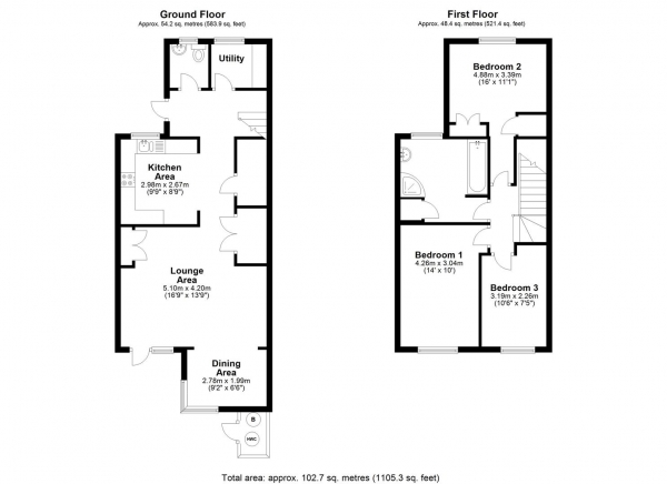 Floor Plan Image for 3 Bedroom Terraced House for Sale in Simeon Close, Ely