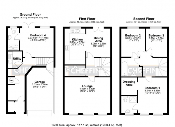 Floor Plan Image for 4 Bedroom Town House for Sale in Orford Close, Ely