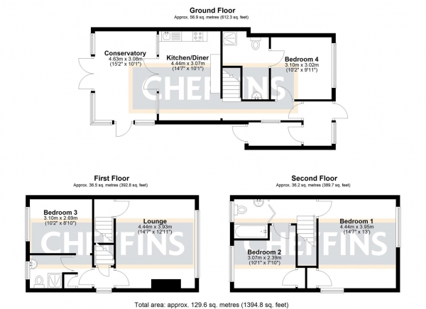 Floor Plan Image for 4 Bedroom Town House for Sale in Back Hill, Ely