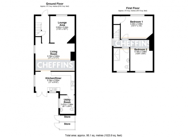 Floor Plan Image for 2 Bedroom End of Terrace House for Sale in Downham Road, Ely