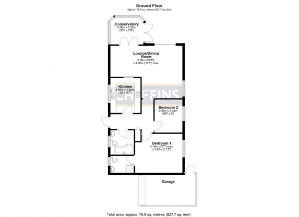 Floor Plan Image for 2 Bedroom Detached Bungalow for Sale in Crauden Gardens, Ely