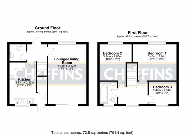 Floor Plan Image for 3 Bedroom Terraced House for Sale in Townsend Mews, Wilburton, Ely