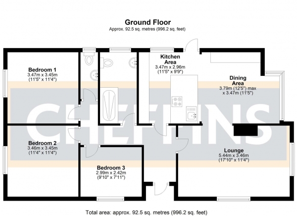 Floor Plan Image for 3 Bedroom Detached Bungalow for Sale in Fox Wood North, Soham, Ely