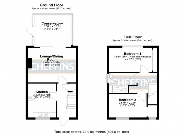 Floor Plan Image for 2 Bedroom Semi-Detached House for Sale in Station Road, Littleport, Ely