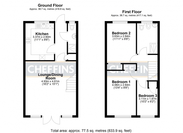 Floor Plan Image for 3 Bedroom Terraced House for Sale in Prickwillow Road, Ely