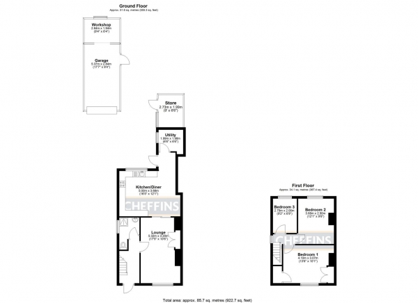 Floor Plan Image for 3 Bedroom Semi-Detached House for Sale in Lawn Lane, Little Downham, Ely