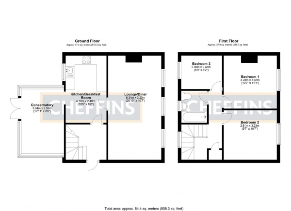 Floor Plan Image for 3 Bedroom Semi-Detached House for Sale in Burnt Chimney Drove, Littleport, Ely