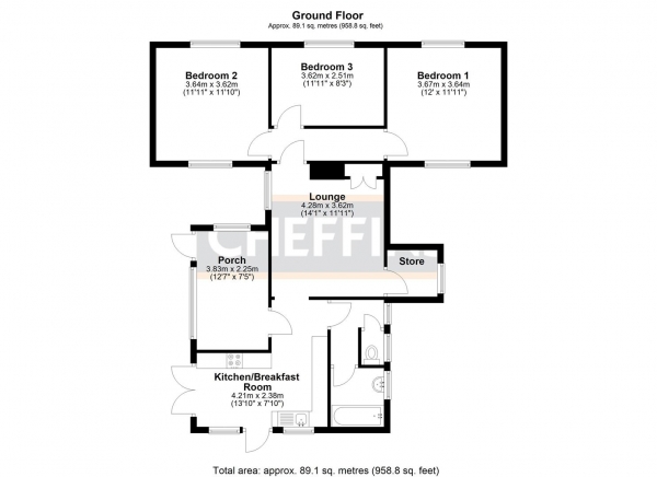 Floor Plan Image for 3 Bedroom Property for Sale in Ely Road, Littleport, Ely