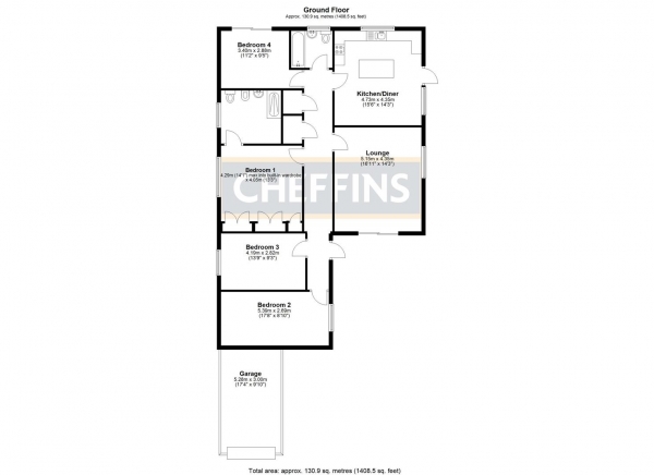 Floor Plan Image for 4 Bedroom Detached Bungalow for Sale in Peacock Way, Littleport, Ely