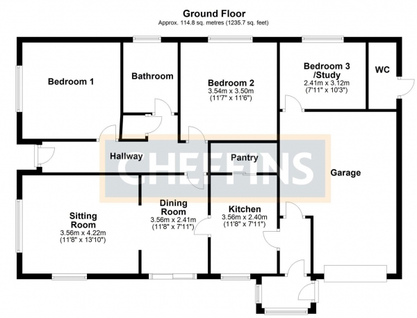 Floor Plan Image for 3 Bedroom Detached Bungalow for Sale in Houghtons Lane, Isleham