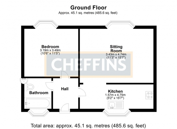 Floor Plan Image for 1 Bedroom Bungalow to Rent in West Street, Isleham, Ely