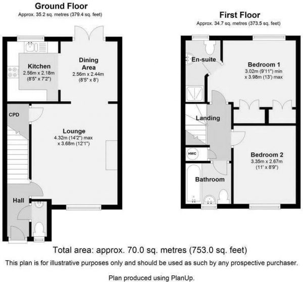 Floor Plan Image for 2 Bedroom Terraced House to Rent in Scotland End, Chippenham, Ely