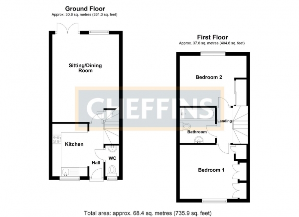 Floor Plan Image for 2 Bedroom Property to Rent in Reach Road, Burwell, Cambridge