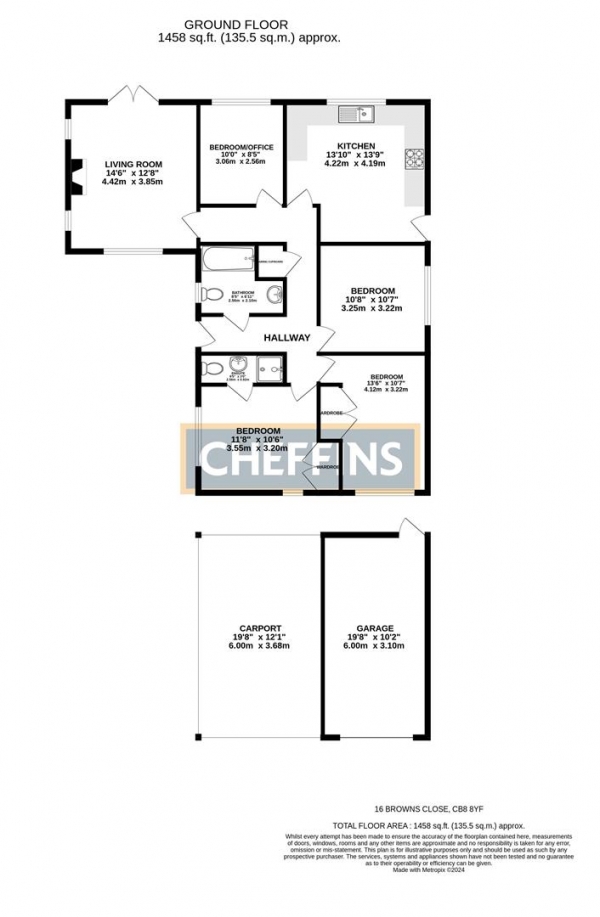 Floor Plan Image for 3 Bedroom Property to Rent in Browns Close, Wickhambrook, Newmarket