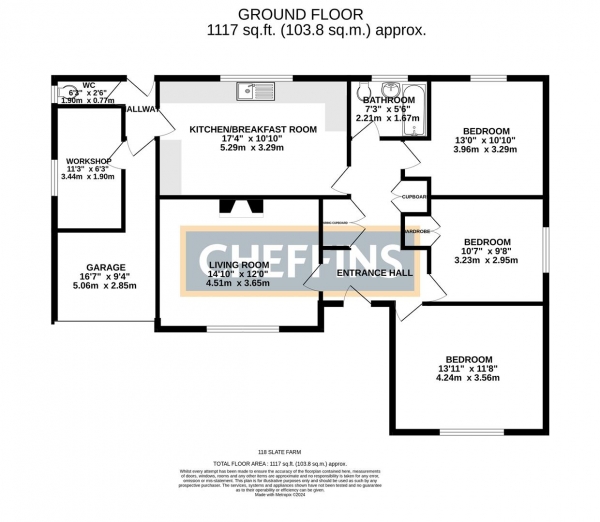 Floor Plan Image for 3 Bedroom Detached Bungalow to Rent in Ness Road, Burwell, Cambridge