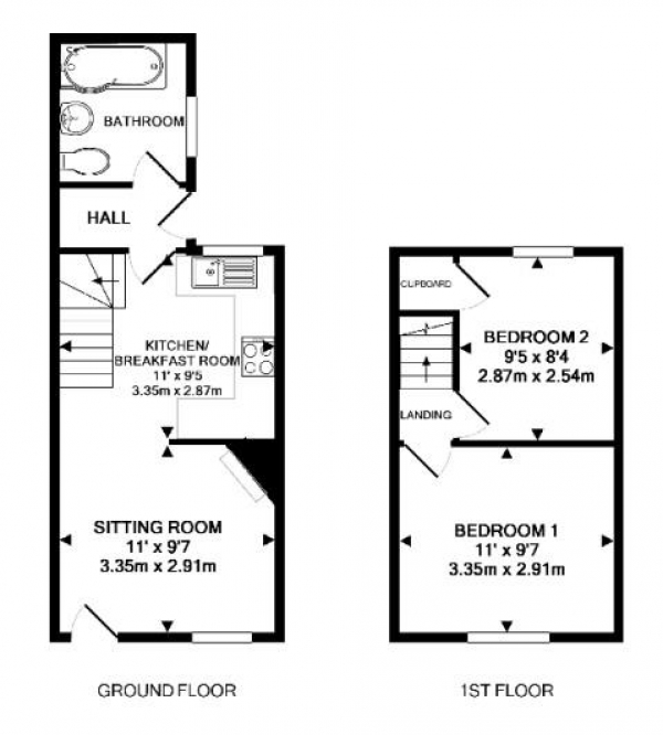 Floor Plan Image for 2 Bedroom Terraced House for Sale in Croft Road, Newmarket
