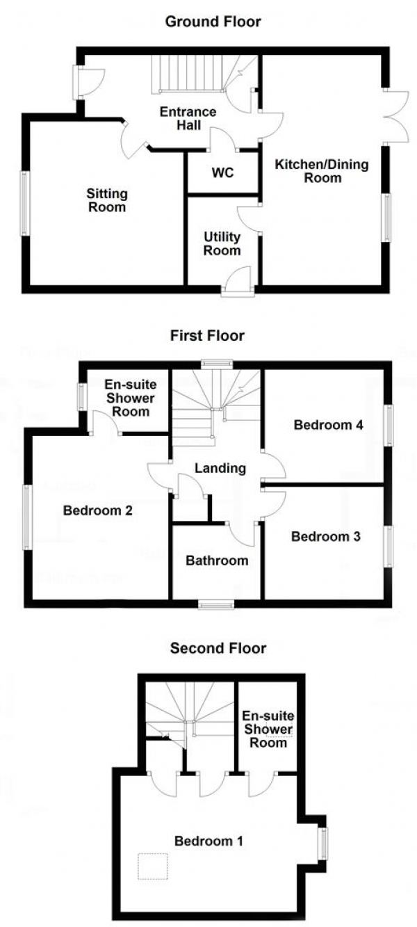 Floor Plan Image for 4 Bedroom Property for Sale in Glebe Drive, Exning