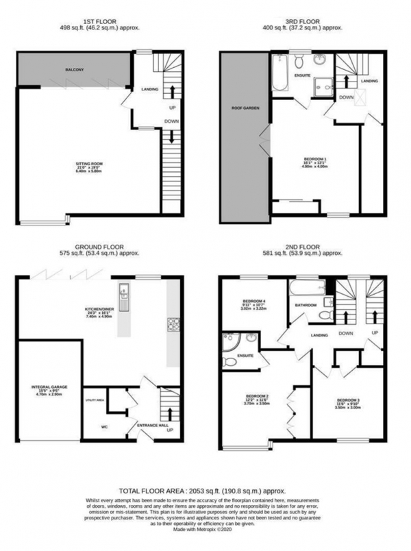 Floor Plan Image for 4 Bedroom Town House for Sale in Brewers Lane, Newmarket