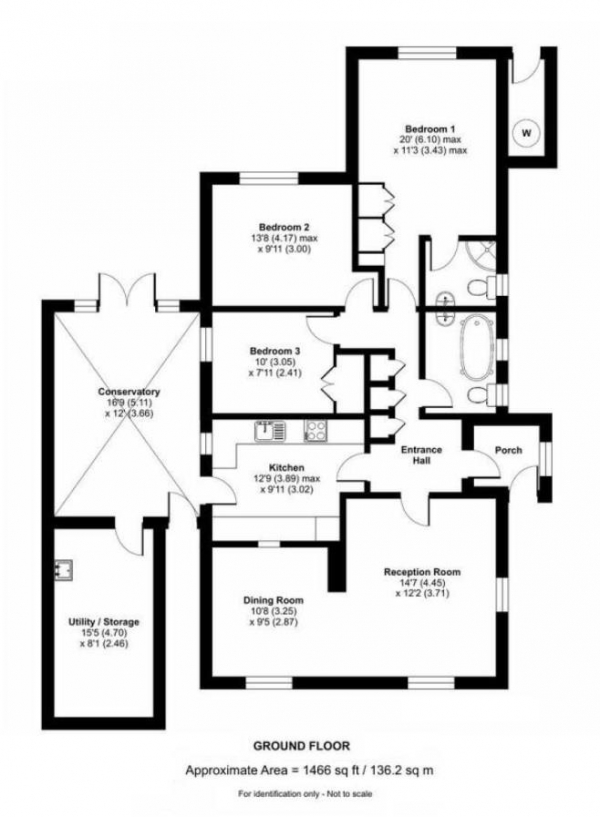 Floor Plan Image for 3 Bedroom Detached Bungalow for Sale in Fordham Road, Freckenham