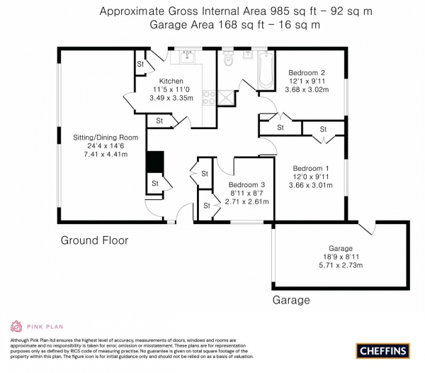 Floor Plan Image for 3 Bedroom Detached Bungalow for Sale in Lark Hill, Moulton