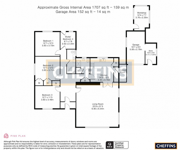 Floor Plan Image for 4 Bedroom Detached Bungalow for Sale in Fordham Road, Freckenham