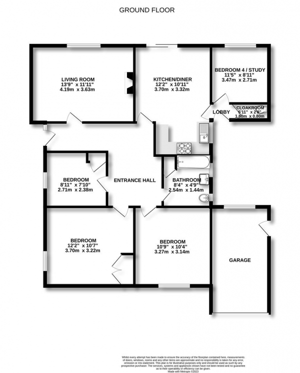 Floor Plan Image for 4 Bedroom Detached Bungalow for Sale in Newmarket Road, Moulton