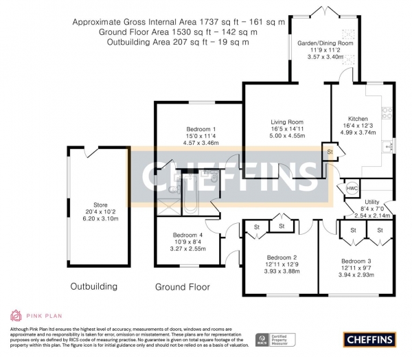 Floor Plan Image for 4 Bedroom Detached Bungalow for Sale in High Street, Cheveley