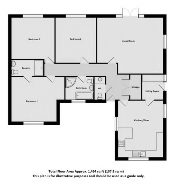 Floor Plan Image for 3 Bedroom Detached Bungalow for Sale in Fordham Road, Isleham