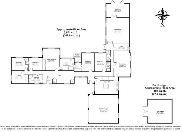 Floor Plan Image for 5 Bedroom Detached Bungalow for Sale in Malting End, Wickhambrook