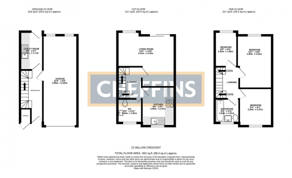 Floor Plan Image for 3 Bedroom Town House for Sale in Willow Crescent, Newmarket