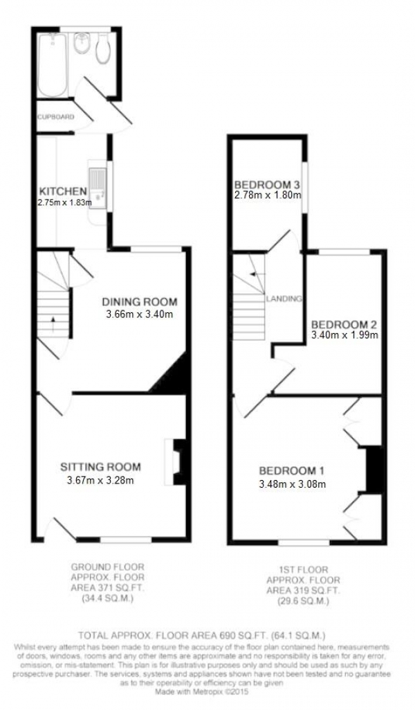 Floor Plan Image for 3 Bedroom End of Terrace House for Sale in Exning Road, Newmarket