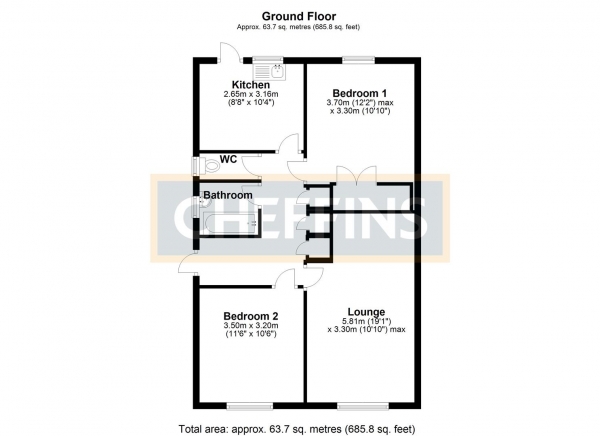 Floor Plan Image for 2 Bedroom Semi-Detached Bungalow for Sale in Ten Bell Lane, Soham