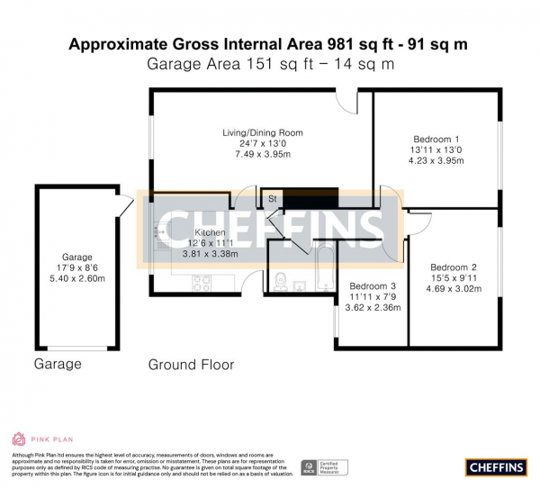 Floor Plan Image for 3 Bedroom Detached Bungalow for Sale in Clarendale Estate, Great Bradley