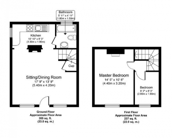 Floor Plan Image for 2 Bedroom Semi-Detached House to Rent in Mill Hill, Newmarket