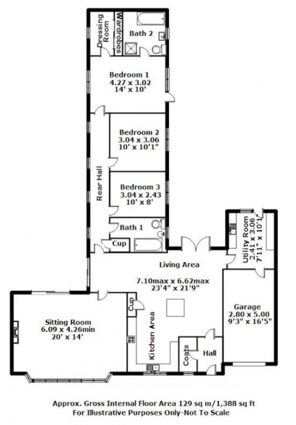 Floor Plan Image for 3 Bedroom Semi-Detached Bungalow for Sale in Beechwood Avenue, Bottisham