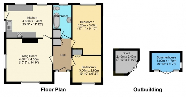 Floor Plan Image for 2 Bedroom Detached Bungalow for Sale in Greenhills, Soham