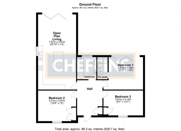 Floor Plan Image for 3 Bedroom Detached Bungalow for Sale in Fordham Road, Isleham