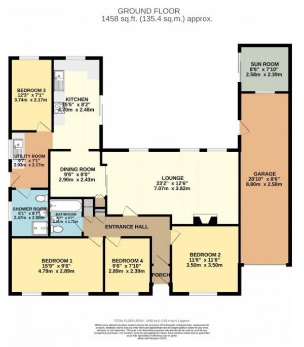 Floor Plan Image for 4 Bedroom Semi-Detached Bungalow for Sale in Edgeborough Close, Kentford