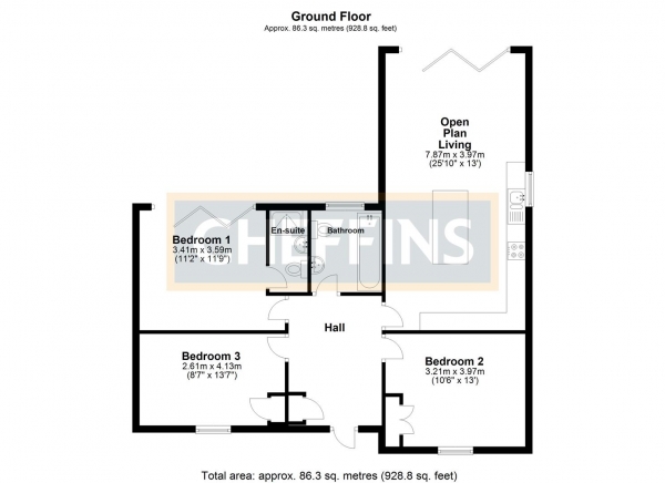 Floor Plan Image for 3 Bedroom Detached Bungalow for Sale in Fordham Road, Isleham