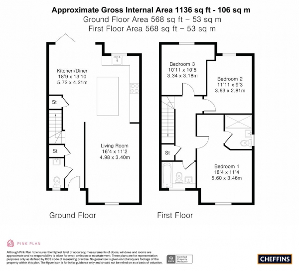 Floor Plan Image for 3 Bedroom Semi-Detached House for Sale in London Road, Six Mile Bottom