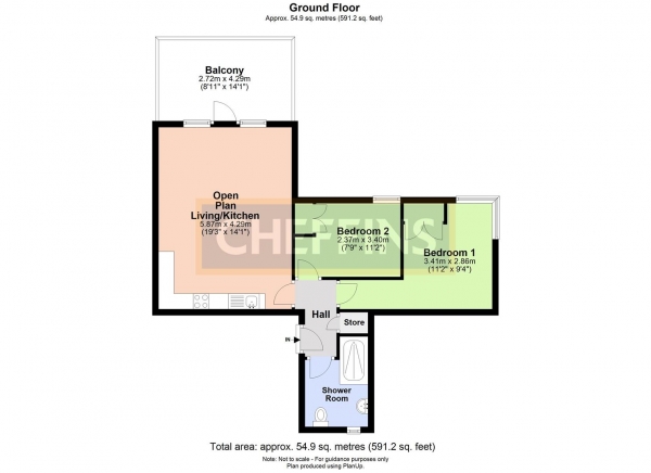 Floor Plan Image for 2 Bedroom Apartment to Rent in Severn Place, Cambridge