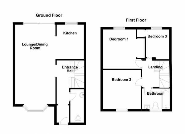 Floor Plan Image for 3 Bedroom End of Terrace House for Sale in Mildenhall Place, Haverhill