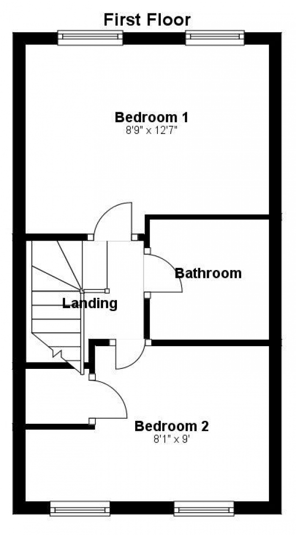 Floor Plan Image for 2 Bedroom Property to Rent in Henderson Close, Haverhill