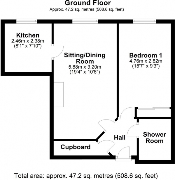 Floor Plan Image for 1 Bedroom Apartment for Sale in Weavers Lodge , Camps Road