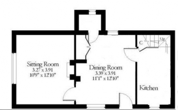 Floor Plan Image for 2 Bedroom End of Terrace House for Sale in School Terrace, Withersfield, Haverhill