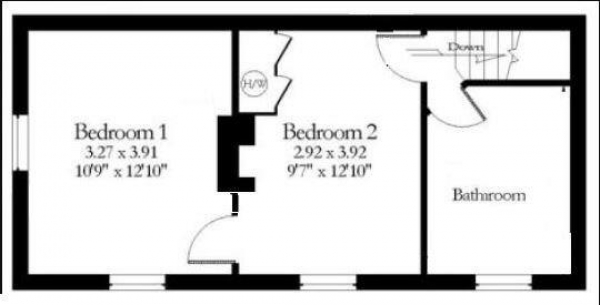 Floor Plan Image for 2 Bedroom End of Terrace House for Sale in School Terrace, Withersfield, Haverhill